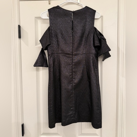 NWT Milly Tie Mod Dress Black Silver Metallic Bow Sleeve size 6 - Picture 5 of 7